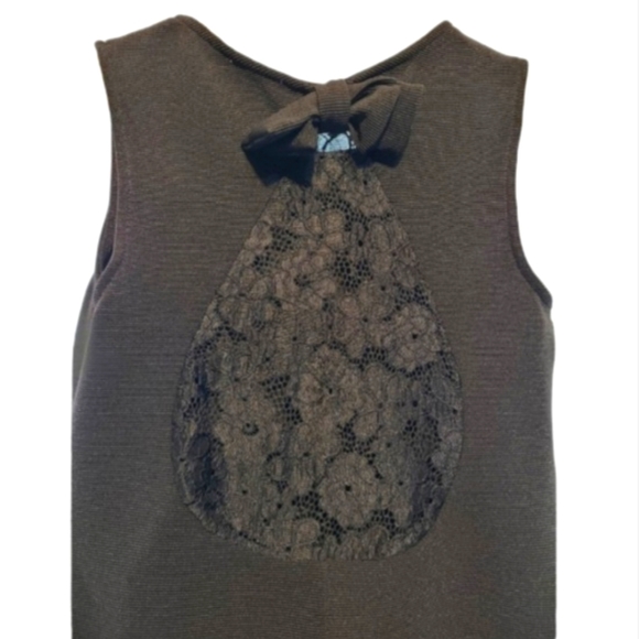 Black Dress Lace and Bow Detail at back Sleeveless A-Line - Picture 2 of 5